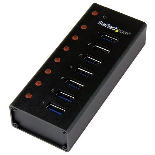 CONCENTRADOR USB 3.0 7 PUERTOS HUB CAJA METALICA DE PARED      .