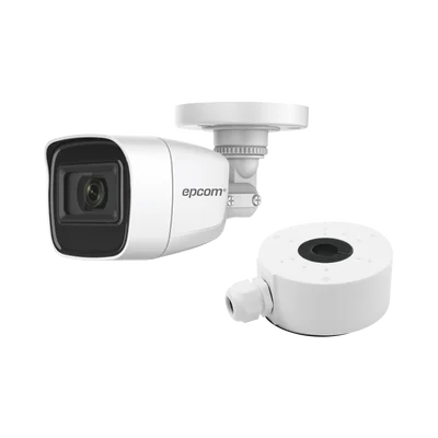 KIT DE CÁMARA + MONTAJE / Cámara Bala TURBOHD 2 Megapixel (1080p) / Gran Angular 106° / Lente 2.8 mm / 25 mts IR EXIR / Exterior IP66 / 4 Tecnologías / dWDR