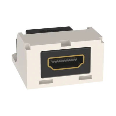 Módulo Acoplador HDMI 2.0, Hembra a Hembra Tipo-A, Categoría 2, Uso en 2 Puertos Mini-Com, Color Blanco Mate