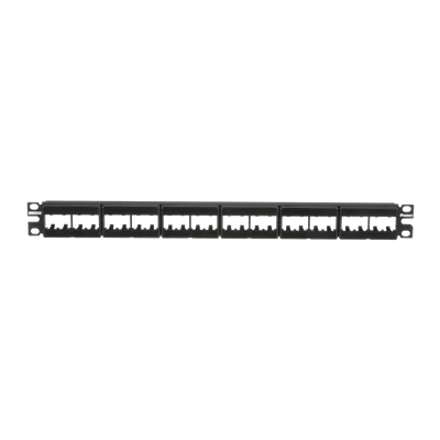 Panel de Parcheo Modular Mini-Com (Sin Conectores), Plano, Sin Blindaje, Con Etiqueta y Cubierta, de 24 Puertos, 1UR