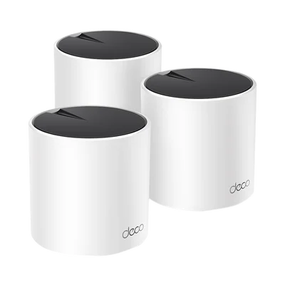 Kit 3 Routers Inalámbricos MESH Interior para Hogar / Doble Banda Wi-Fi 6 AX3000 Mbps / 3 Puerto Gigabit WAN/LAN / 2 Antenas Internas / Administración Mediante la App Deco (iOS, Android) / Protección HomeShield