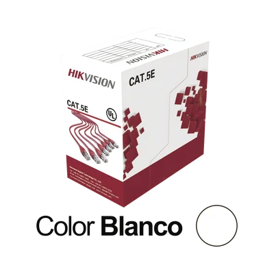 Bobina de Cable UTP 305 Metros (1000 Pies) / Cat5E (24 AWG) / Color Blanco / PVC (CM) / Uso en Interior / 100% Cobre / Aplicaciones de CCTV y Redes de Datos