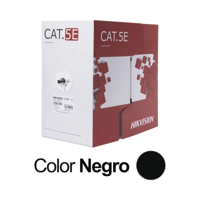 Bobina de Cable UTP 305 Metros (1000 Pies) / Cat 5E (24 AWG) / Color Negro / PE / Uso en Exterior / 100% Cobre / Aplicaciones de CCTV, Redes de Datos y Enlaces Inalámbricos