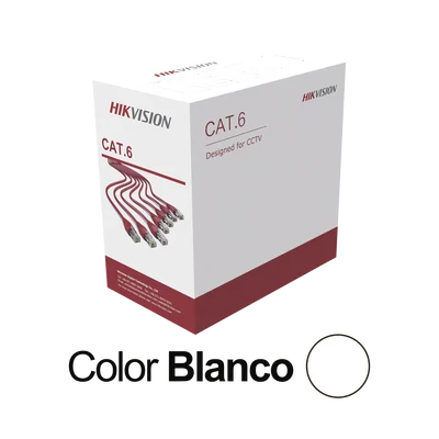 Bobina de Cable UTP 305 Metros (1000 Pies) / Cat 6 (24 AWG) / Color Blanco / PVC (CM) / Uso en Interior / CCA (Cobre con Aluminio) / Aplicaciones de CCTV y Redes de Datos