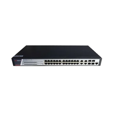 Switch Gigabit PoE+ / Administrable / 24 Puertos 1000 Mbps PoE+ / 4 Puertos 1000 Mbps + 4 Puertos SFP de Uplink / 370 Watts / Soporta IGMP