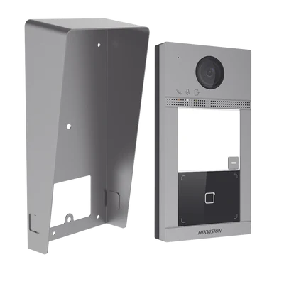 Kit Videoportero + Carcasa protectora IP 2 Megapixel / Llamada y Apertura Remota desde App Hik-Connect / PoE / Exterior IP65 + Antivandalico IK08 / 1 Departamento / Apertura con Tarjeta / Soporta 2 Puertas y hasta 6 Monitores