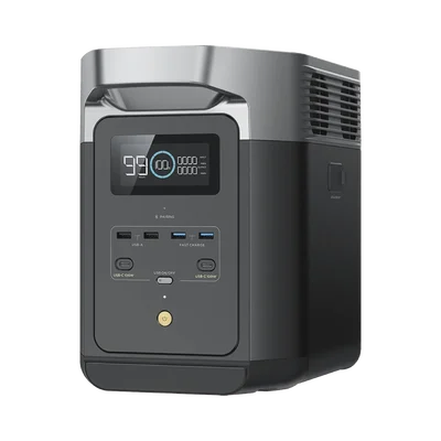 EcoFlow DELTA 2 MAX | Estación de Energía Portátil 2048Wh Litio LFP / 6 AC 2400 W (Max. 3400W) / 2 USB-C 100W / Capacidad para Aumentar Respaldo / Soporta Cargador de Coche 10A a 12.6V / Conectividad WiFi y Bluetooth (App) / Carga Sol