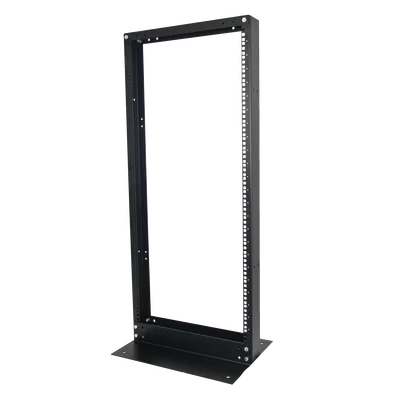 Rack de 2 Postes, Estándar 19″, 24 Unidades, Fabricado en Acero, Base “L” para Anclar a Piso.