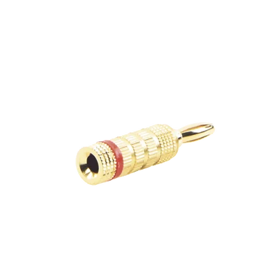 Conector Banana Tipo Tornillo para Bocinas | Instalaciones Profesionales de Audio | Chapado en Oro | Color Rojo (1 Pieza)