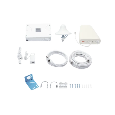 Kit Amplificador de Señal Celular 2G, 3G, 4G y 5G / Mejora llamadas convencionales y VoLTE / Amplifica señal de TELCEL, AT&T, MOVISTAR, BAIT,DiRi y más / Cubre hasta 300 m² con una antena y hasta 900 m² con 3 antenas.