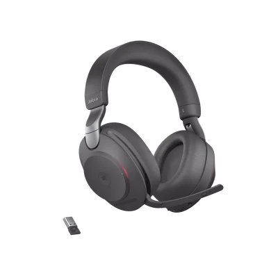 Jabra Evolve2 85, Auricular stereo versión MS con cancelación de ruido activa, dongle USB-A indicador de ocupado (Busylight)(28599-999-999)
