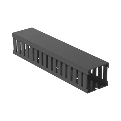Canaleta Ranurada de PVC con Tapa, Tipo F, 44.5 mm de Ancho, 41.1 mm de Alto y 2 m de Largo, Color Gris