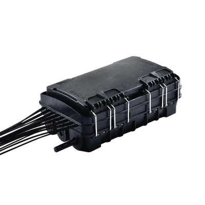 Caja de Distribución de Fibra Óptica para 24 Empalmes, con 16 acopladores SC/APC simplex, Exterior IP65, Color Negro