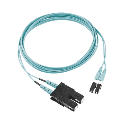 Jumper de Fibra Optica Multimodo 50/125 OM3, LC-SC Duplex, OFNR (Riser), Color Aqua, 2 Metros (6.56 Pies)