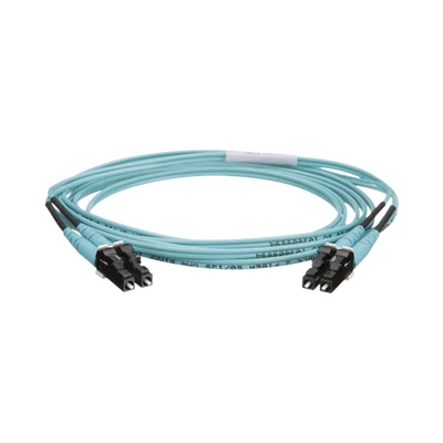 Jumper de Fibra Optica Multimodo 50/125 OM4, LC-LC Duplex, OFNR (Riser), Color Aqua, 2 Metros (6.56 Pies)