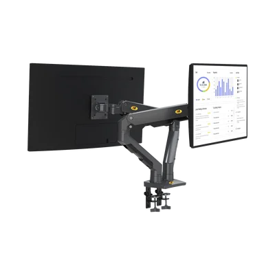 Montaje de Escritorio articulado para 2 monitores de 27-34″ /  Soporta hasta 16 kg  por brazo/ Vesa 75 x 75 / 100 x 100 / Acero / Giro: 360°