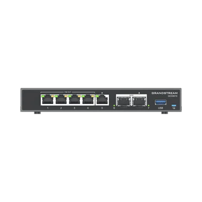 4 en 1: Firewall Nueva Generación, Router, IP PBX (24 usuarios / 8 llamadas), Switch Gigabit de 5 Puertos (4 PoE) y 2 Puertos SFP 2.5 Gigabit