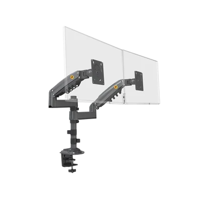Montaje de Escritorio articulado para 2 monitores de 17 a 27″ /  Soporta hasta 9kg por monitor / Vesa 75 x 75 / 100 x 100 / Acero / Rotación: 360°