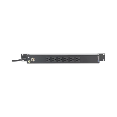 Multicontacto Horizontal (PDU) de 6 Contactos (NEMA 5-15R) Rack 19″ 1UR. Voltaje Entrada/Salida: 120Vca/15A