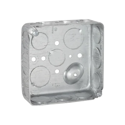 Caja Cuadrada 4 x 4″/ Profundidad 1- 1/2″/ Cuenta con 11 Entradas de 1/2″ y 6 de 3/4″..