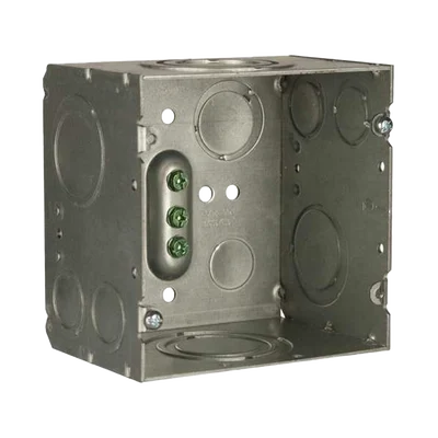 Caja Cuadrada 4- 11/16″ x 4 11/16″/ Profundidad de 3-1/4″/ 2 Entradas  1″, 1 1/4″, 1 1/2″, 2″, 2 Entradas 1″-1 1/4″, 2 Entradas 3/4 “- 1″, 4 Entradas 1/2″ – 3/4″, 2 Entradas 1/2”.