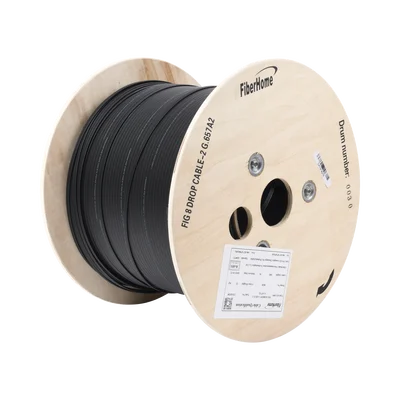 Carrete de 1 km de Fibra Óptica Aérea Mini Figura 8 G.657A2 Tipo Drop, Monomodo de 2 Hilos (Bifibra), Diseñada para Fusionarse, Color Negro, Span 80, (No Soporta Conectores Mecánicos)