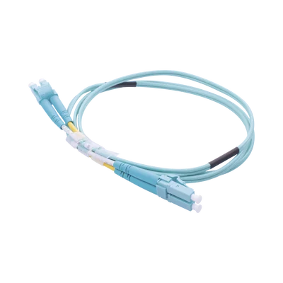 Jumper de Fibra Óptica Multimodo OM3 50/125 LC-LC OFNR (Riser), 2.0 mm, Dúplex, Aqua, 1 Metro (3.28 Pies)