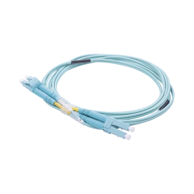 Jumper de Fibra Óptica Multimodo OM3 50/125 LC-LC OFNR (Riser), 2.0 mm, Dúplex, Aqua, 2 Metros (6.56 Pies)