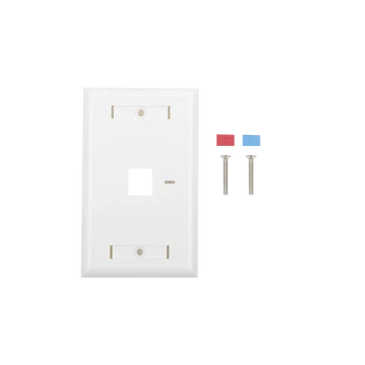 Placa de Pared de 1 Puerto, Keystone, con Espacio para Etiqueta, Color Blanco