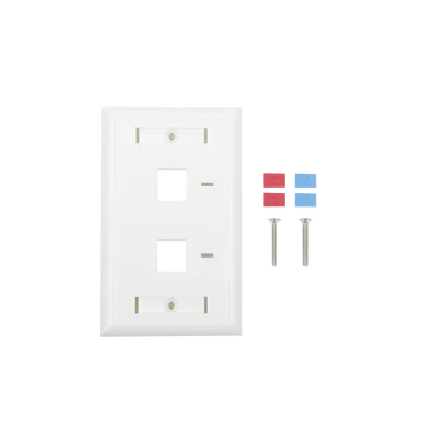Placa de Pared de 2 Puertos, Keystone, con Espacio para Etiqueta, Color Blanco