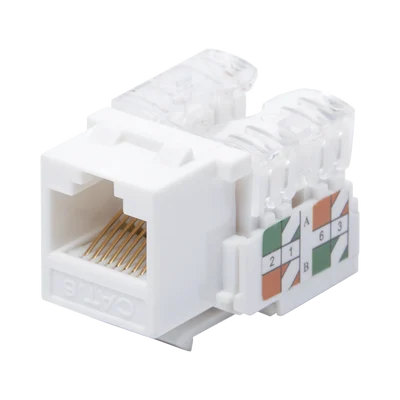 Módulo Jack Keystone Cat6 con Terminación 110 (Punchdown) para Faceplate – Color Blanco