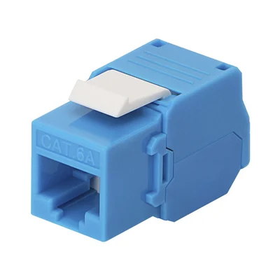 Módulo Jack Keystone Cat6A (Toolless), con Terminación en Ángulo 180 – Color Azul, Compatible con Faceplate y Patchpanel Linkedpro