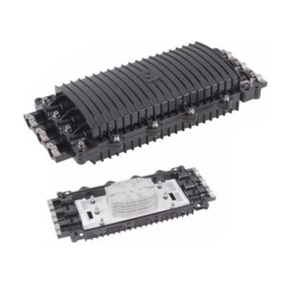 Caja de Distribución de Fibra Óptica Horizontal, hasta 96 Empalmes, Exterior IP68, 3 Puertos de Entrada y Salida