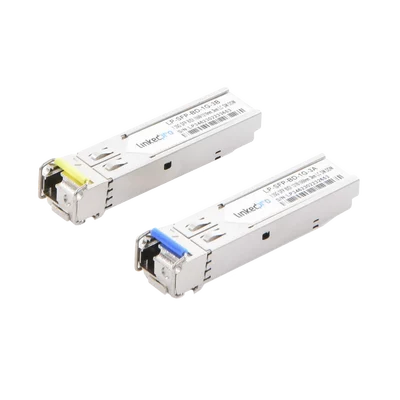 Transceptores Ópticos Bidireccionales SFP (Mini-Gbic) / Monomodo 1310 & 1550 nm / 1.25 Gbps / 1000BASE-BX / Conector LC/UPC Simplex / DDM / Hasta 3 km / 2 Piezas