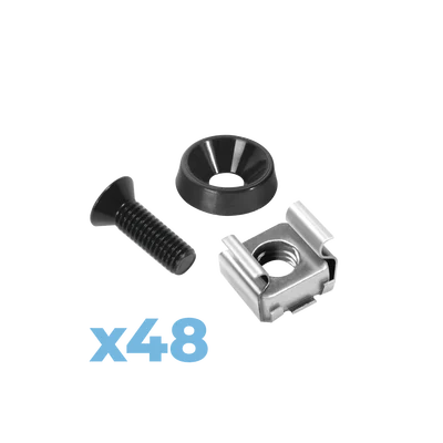 Juego de 48 Tornillos con 48 Arandelas y 48 Tuercas Enjauladas para Rack LINKED PRO