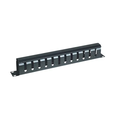 Organizador de Cables Horizontal de 1U para Rack de 19″ con Cubierta Metálica