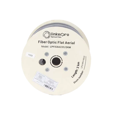 Carrete de 2 Kilómetros (6561.68 Pies) de Fibra Óptica Aérea Mini Figura 8 G.657A2 Tipo Drop Plana, Monomodo de 2 Hilos (Bifibra), Color Negro, (No Soporta Conectores Mecánicos)