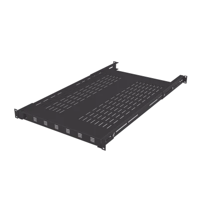 Charola Ventilada para Soportar Equipos en Rack, Profundidad Ajustable de 495 a 965 mm, 1U, Color Negro
