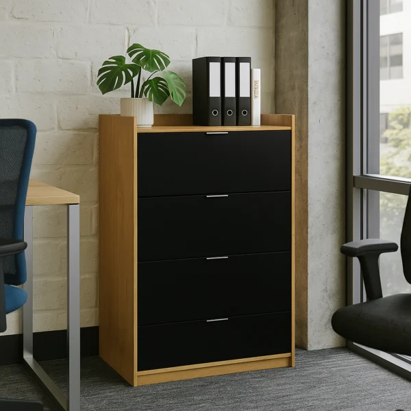 Archivero Horizontal Fijo con 4 gavetas y 1 entrepaño