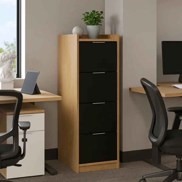 Archivero Vertical Fijo con 4 gavetas y 1 entrepaño