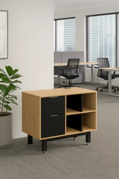 Credenza Alta con Papelera y Archivo 90 x 75 cm (Izquierdo)