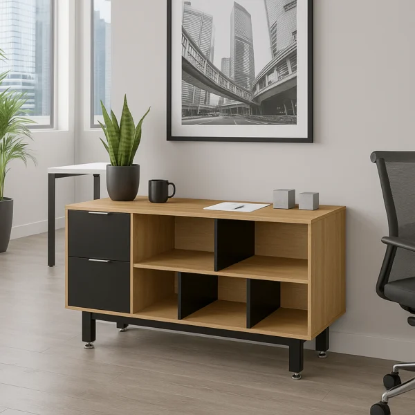 Credenza Alta con Papelera y Archivo 150 x 75 cm (Izquierdo)
