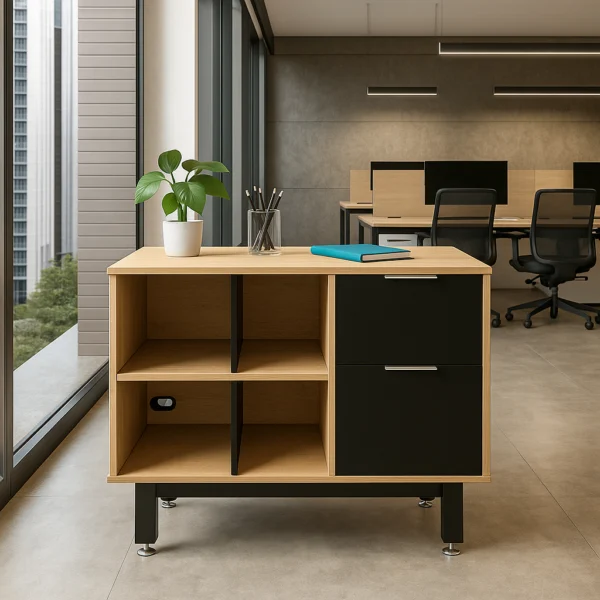 Credenza Alta con Papelera y Archivo 90 x 75 cm (Derecho)
