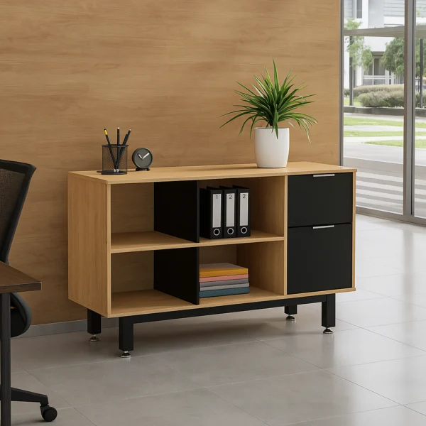 Credenza Alta con Papelera y Archivo 120 x 75 cm (Derecho)