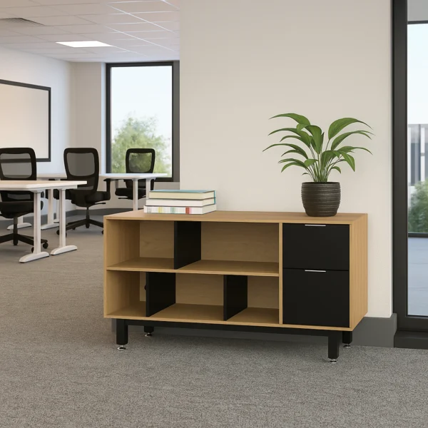 Credenza Alta con Papelera y Archivo 150 x 75 cm (Derecho)