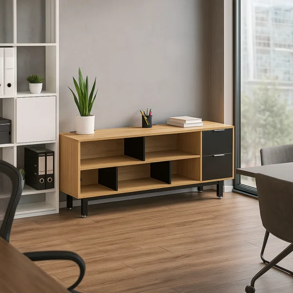 Credenza Alta con Papelera y Archivo 180 x 75 cm (Derecho)