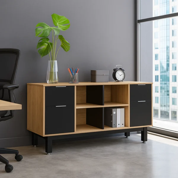 Credenza Alta con Doble Papelera y Archivo 150 x 75 cm