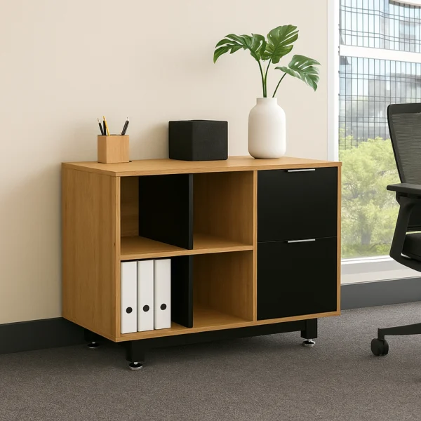 Credenza Baja con Papelera y Archivo 90 x 67.5 cm (Derecho)