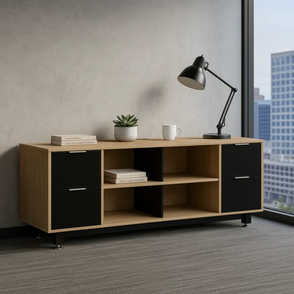Credenza Baja con Doble Papelera y Archivo 180 x 67.5 cm