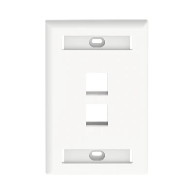 Placa de Pared Vertical, Salida Para 2 Puertos Keystone, Con Espacios Para Etiquetas, Color Blanco